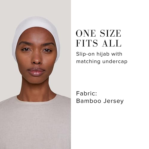 Slip-on Instant Premium Jersey Hijab with Undercap - Buttery Soft, Lightweight Hijab with Innovative Tie-Back Design - color: White