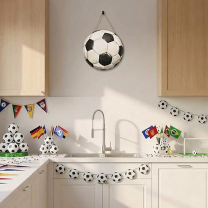 Smile Classic Soccer Ball Wooden Door Hanger, Hand-Painted Style Front Door Sign for Sports Fans & Game Day Decor - style: Soccer Ball