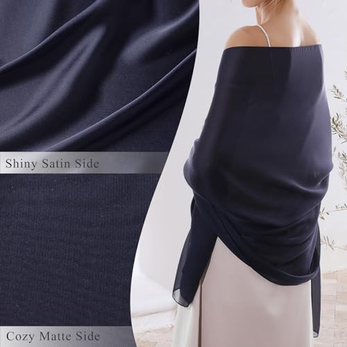 RIIQIICHY Women Shawls and Wraps for Evening Dresses Like Chiffon Silk Scarf Formal Silky Pashmina Shawls for Weddings - color: Navy