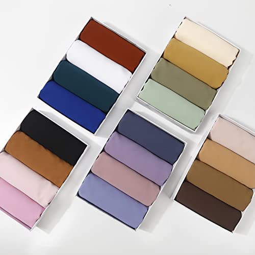 Febfim 4 PCS Muslim Women Soft Premium Solid Chiffon Hijab Scarves Shawl Long Scarf Wrap Scarves with Gift Box - color: Clear