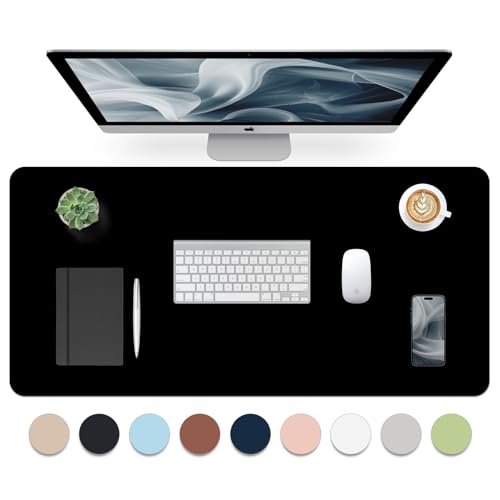 Bloss Leather Desk Pad, Non-Slip Desk Mat, Waterproof Large Mouse Pad, Mouse Mat, Computer Mat for Desk Easy Clean for Office/Home(Black, 35.4" x 15.7") - color: Black, size: 15.7" x 35.4"