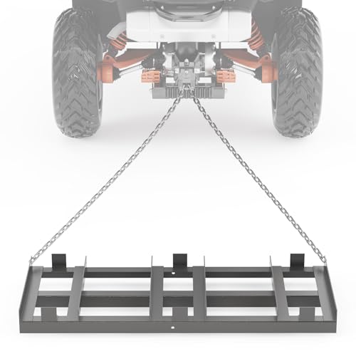 8 FT Drag Harrow Driveway Grader with 6 FT Chain, Heavy Duty Driveway Drag, Tow Behind Lawn Rake for ATV, UTV, Tractor, Mower, Lawn Leveling Tool Gravel, Sand, Soil, Hay, Grey - size: 8FT