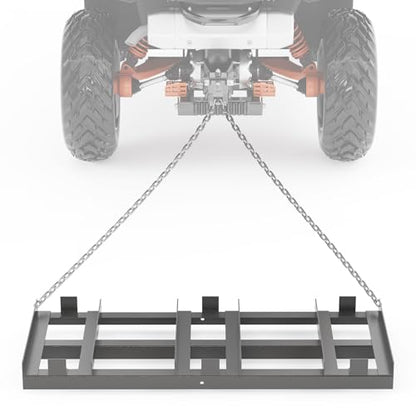 8 FT Drag Harrow Driveway Grader with 6 FT Chain, Heavy Duty Driveway Drag, Tow Behind Lawn Rake for ATV, UTV, Tractor, Mower, Lawn Leveling Tool Gravel, Sand, Soil, Hay, Grey - size: 8FT