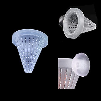 alfyng 8pcs Aquarium Red Worm Cone Feeder, Bloodworm Cone Feeder, Shrimp Fish Food Feeding Plastic Cup with Suckers for Fish Tank (2.64 x 2.64 inch)