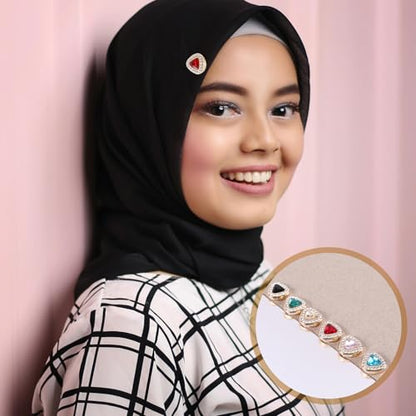 BOXOB 6 Pairs Multicolored Rhinestone Scarf Magnets, Hijab Pins for Women Scarves Niqab Muslim Islamic Hijab (Style 2) - style: 2