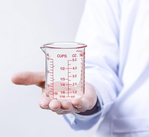 High Borosilicate Glass Measuring Cup-V-Shaped Spout，Glass Measuring Beaker for Kitchen or Restaurant, Easy to Read, 150 ML (5 Oz)-Single - size: 150 ML (5 Oz)-SINGLE