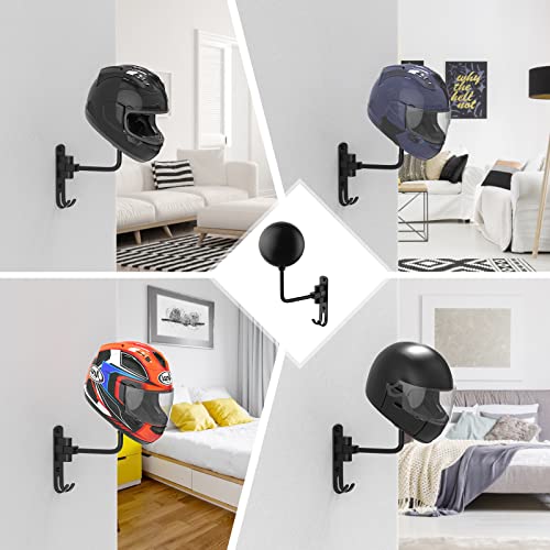 Helmet Hanger Wall Mount 180° Swivel Helmet Holder for Motorcycle Bike Racing Outerwear Sports Gear - color: Black-1