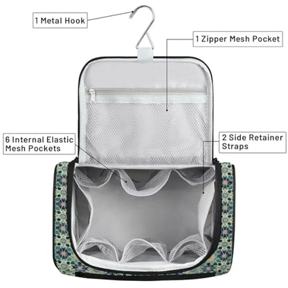 Islamic Flowers Travel Toiletry Bag for Women Men Large Capacity Hanging Makeup Bag Dopp Kit Shaving Bag for Toiletries Cosmetics Organizer