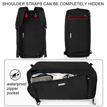 Goloni Gym Bag for Men & Women,40L Large 3 in 1 Sports Travel Duffel Bag with Shoes Compartment and Wet Pocket,Weekender Overnight Backpack,Black - color: Black