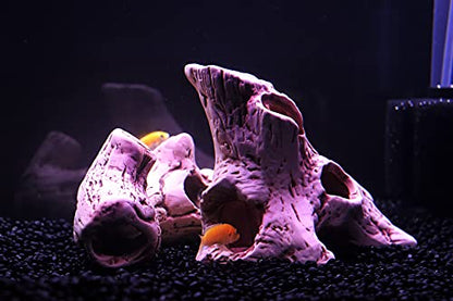 Aquarium Tree Stump Hole Rock Cave Cichlid Stone | For Betta Fish Toys, Betta Fish Accessories, 10, 20 Gallon Fish Tank Decorations, Aquarium Rocks Decor