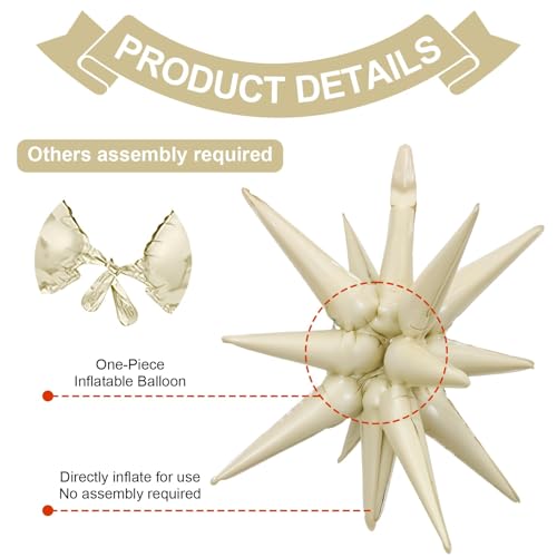 6 Pcs Blue Red Explosion Star Foil Balloons Birthday Party Decor - color: Nude Cream Beige