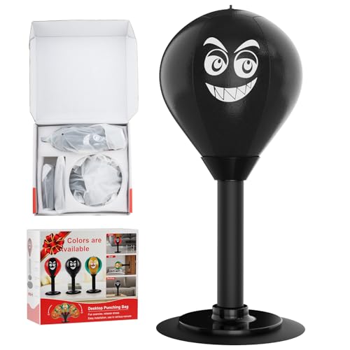Desktop Punching Bag with Suction Cup - Punch Away Stress, Heavy Duty Office Desk Stress Ball for Adults & Kids, Fun Boxing Toy for Coworkers, Friends - color: bblack