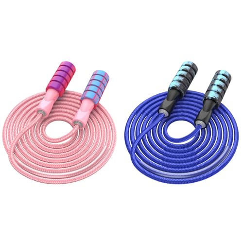 Jump Rope for Women Men, Fitness Jumprope for Women Workout, Adjustable Adult Exercise Skipping Rope - color: Pink+Blue