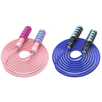 Jump Rope for Women Men, Fitness Jumprope for Women Workout, Adjustable Adult Exercise Skipping Rope - color: Pink+Blue