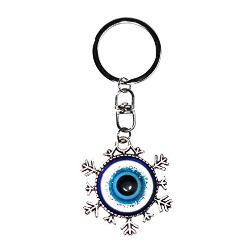 LUCKBOOSTIUM Evil Eye Keychain & Protection, Evil Eye Car Hanging Ornament, Rear View Mirror Accessories, Home Decor - color: Silver Ornate Snowflake