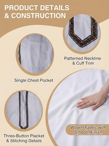 Mens Kaftan Thobe V-Neck Half Sleeve Muslim Robe Dubai Long Gown Saudi Arab Thobe Robes for Summer Beach - color: White, size: 5X-Large