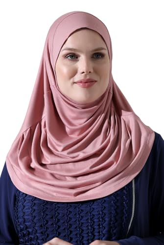 ihvan online, Women’s Ready to Wear Instant Hijab, Soft One-Piece Headscarf, Stretch Hijab for Daily Wear, Prayer & Travel - color: Pink