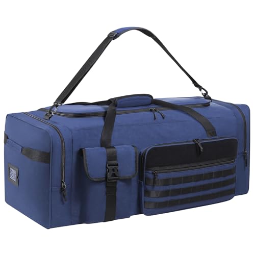 130L Extra Large 36" Heavy Duty Sports Gym and Travel Duffel Bag - Oversized Equipment Gear Bag for Basketball, Baseball, Hockey, Football, Helmets, and Pads - Durable, Giant (Blue) - color: Blue