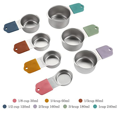 Magnetic Measuring Cups Set of 7 Stainless Steel Heavy Duty Measuring Cups for Dry & Liquid Ingredients (color) - color: color