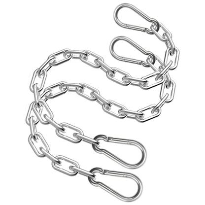 Heavy Duty Stainless Steel Chain, Hanging Safety Link Chain Fitness Chain Weight Lifting Chains with Carabiners for Home Gym Hammock Swing Hanging Chair Punching Bags - color: 2 Stainless Steel Chain + 4 Carabiners