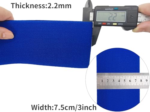 Royal Blue Wide Knit Elastic Band for Sewing 3 inch 5yards Double-Side Twill Woven Elastic Heavy Stretch Elastic Spool Band for Sewing Pants Waist-Wigs-Skirts-Craft-DIY Projects - color: Royal Blue #10
