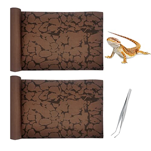 Tfwadmx Reptile Carpet Sand Mat for Bearded Dragon Terrarium Substrate Liner Brown Leopard Gecko Tank Accessories Lizard Bedding Mats for Tortoise Turtle Snake Chameleon with Tweezers 12x20In (2 Pcs) - size: S:11.8"x19.7" (2Pcs)