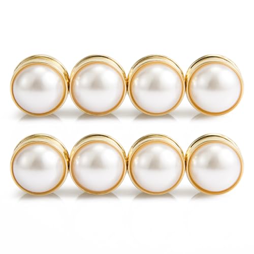 8pcs Magnetic Hijab Pins, Wedding Veil Weights Magnetic Pearls Double Sided Pearls Hijab Multipurpose Pearl Bridal Veil Weights for Women Scarves Clothes Wedding Hijab Decoration(Gold) - color: Gold