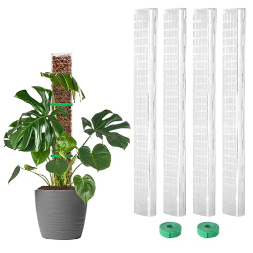 EOX 4 Pcs 24 Inch Plastic Moss Pole for Monstera, Large D Shaped Poles for Climbing Plants Work with Sphagnum Moss, 90 Inch Plant Stake Set of 4, Garden Ties - size: 4 PACK-24Inch-no moss included