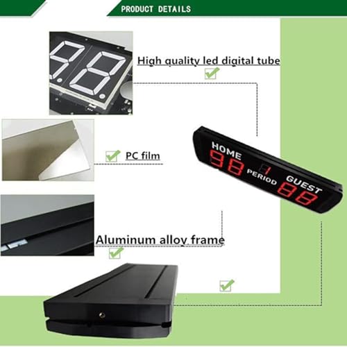 Electronic Indoor Scoreboard, Clearly Visible, LED Electronic Indoor Basketball Game Scoreboard, Volleyball Game Infrared Remote Control Desktop Scoreboard,Black
