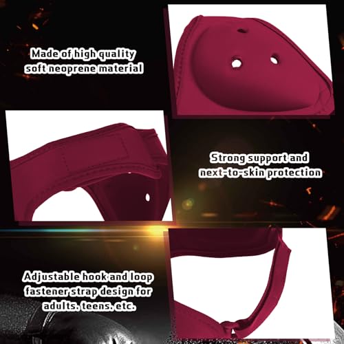 Jerify 2 Pcs Wrestling Headgear for Kids Youth Soft Grappling Headgear Wrestling Adjustable Ear Head Guard Protective (Dark Red) - color: dark red