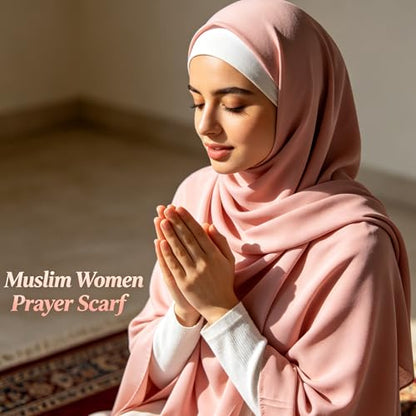 Hijab Scarf for Women, 3PCS Set with Undercap and Hijab Clip Lightweight Modal Muslim Head Wrap Scarf for Daily - color: Sy21-pink Hijab+white Undercap