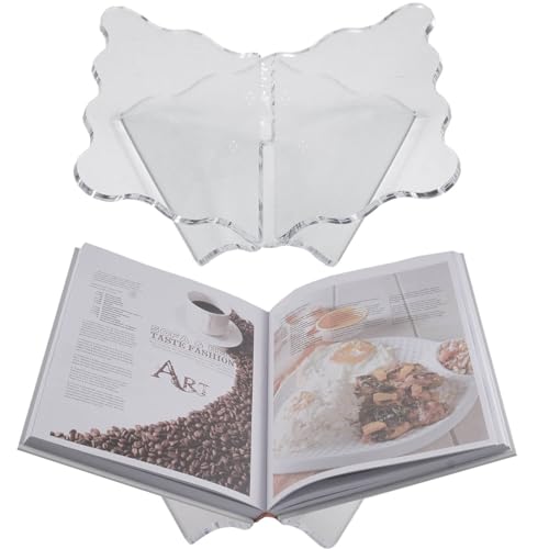 Clear Acrylic Book Holder, Wavy Edge Open Book Stand for Display and Reading Cookbook, Art Book, Bibles, Magazines (12.5” x 9.5" x 5.9”) - size: Large