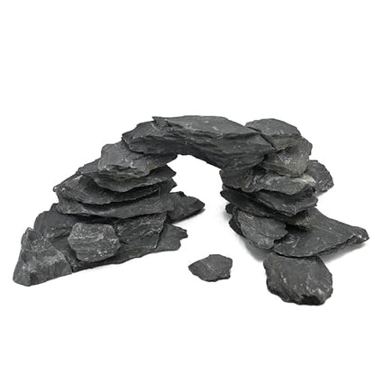 Natural Slate Rock 5lb Reptile Basking Stone Fish Tank Rocks for Aquarium Landscaping, Tank Decoration, Fairy Gardens,Reptile & Amphibian Enclosures 3-8 Inches