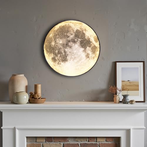 Dimmable Moon Wall Light 9.5 inch Wall Lights with Remote Control Plug-in Modern LED Wall Light, 12W Black Wall Lamp Indoor Wall Mounted Ceiling Light Fixture for Bedroom Living Room Corridor - size: 9.5 Inch