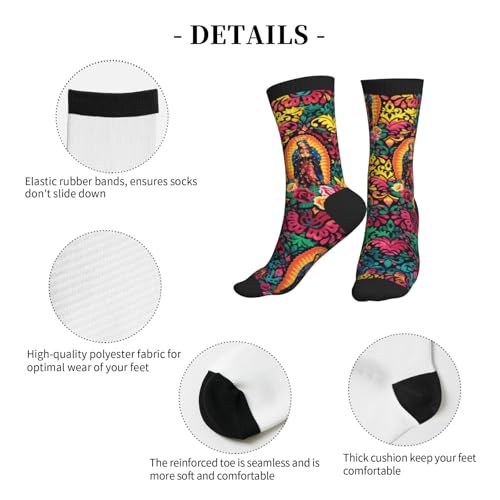 Cute Goldendoodle Unisex Funny Novelty Socks, Funky Crazy Cool Crew Dress Socks - color: Virgin Mary Religious