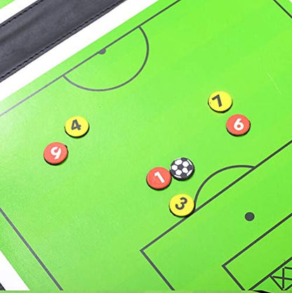 Foldable Leather Football Soccer Magnetic Tactic Marker Coaching Clipboard with Zipper and Marker Pen - Coaching Strategy Guiding Board Kit Equipment Portable Coach Tool - style: Soccer