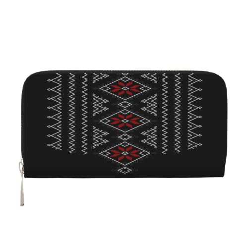 Geometric Pattern PU Leather Long Wallet for Women Men, Zipper Clutch Wallet RFID Card Holder Organizer - color: Geometric Pattern