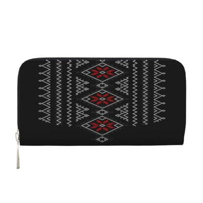 Geometric Pattern PU Leather Long Wallet for Women Men, Zipper Clutch Wallet RFID Card Holder Organizer - color: Geometric Pattern
