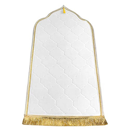Muslim Prayer Mat, Thick Soft Velvet Muslim Rug, Portable Muslim Prayer Rug, Turkish Prayer Carpet,Janamaz Sajada Carpet for Men and Women Plain Solid Prayer Mat Ramadan Eid Gift.-White - color: White