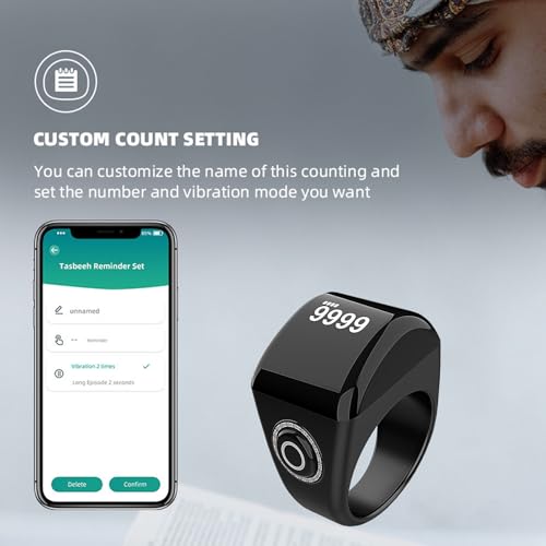 LICAEVEY Smart Tasbih Counter Ring, APP Reminder Digital Display Muslim Islamic Prayer Ring for with Intuitive Counting Experience, Enhanced User Interface
