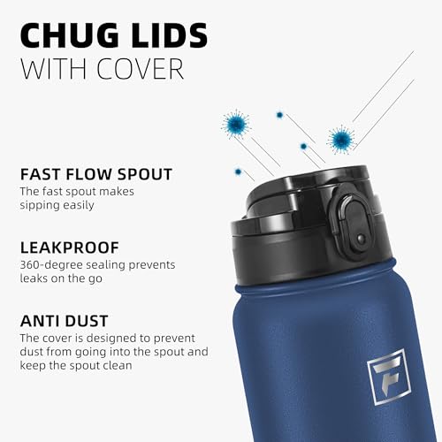 Fanhaw 20 oz Insulated Stainless Steel Water Bottle with Anti-Dust Chug Lid, Leakproof Vacuum Metal Everyday Use Bottle for Kids, Teens & Adults, Back to School Essentials (Navy Blue) - color: Navy Blue, style: 20 Ounces