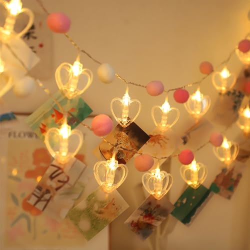 ChiRee 9.86Ft Photo Heart Clip String Lights - color: Pink-Heart Clip
