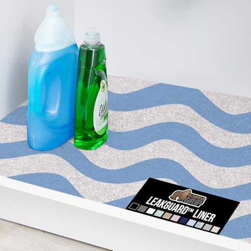 GORILLA GRIP LeakGuard Non-Adhesive Under Sink Mat for Kitchen Cabinet, Waterproof Quick Dry Shelf Liner, Durable Absorbent Felt Mats for Bathroom Sinks, Cabinets, Dresser, 24x24 Waves Sky Blue White - color: Waves: Sky Blue/White, size: 24"w X 24"l