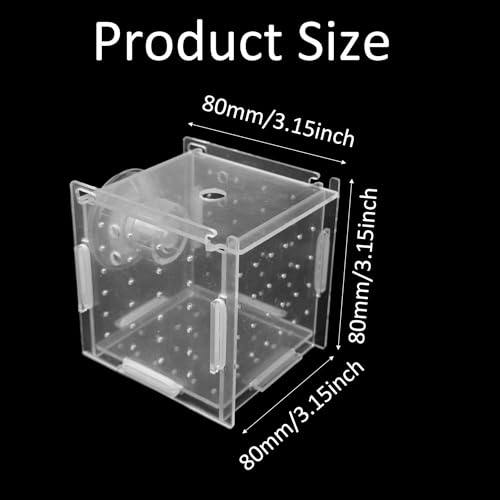 3 x 3 x 3 inch Acrylic Fish Breeding Box, Transparent Isolation Hatchery Incubator with Suction Cups for Guppy Shrimp Small Baby Fishes Aquarium Nursery Tank - size: 3 x 3 x 3 inch