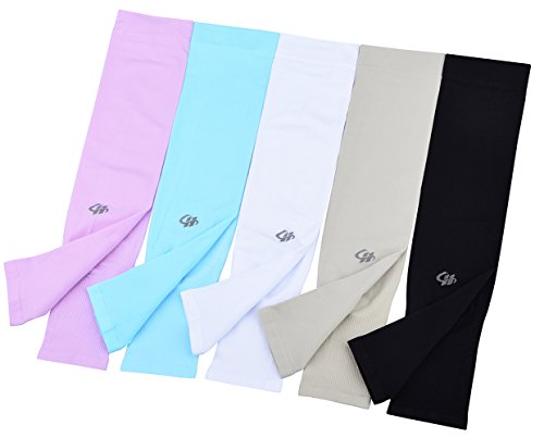 HOPESHINE Arm Cooling Sleeves UPF 50+ UV Protection Compression Cycling Outdoor Sports 5-Pairs - color: 5-pairs Black+white+grey+blue+purple, size: S-XL