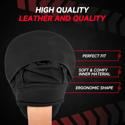 Boxing Pads Curved Focus Mitts, Training Pads,MMA Muay Thai Kickboxing Coaching Martial Arts Punching Hand Target Strike Shield & Boxing Mitts - color: Black