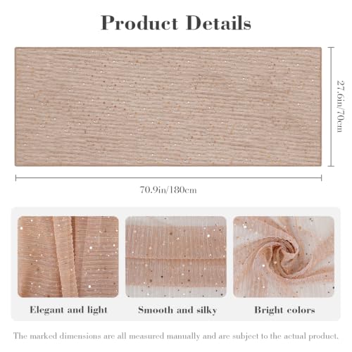 Sequin Scarf for Women Lightweight Mesh Shawl Wrap Bandana Hijab Headscarf for Summer Evening Dress - color: Lightnude