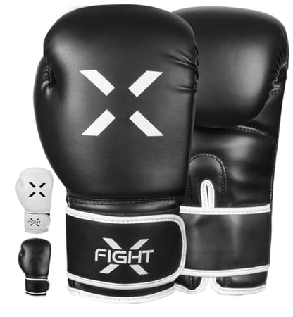 Professional Boxing Gloves Men Women – Pro Training Sparring Gloves, Heavy Bag, MMA Kickboxing Muay Thai Gloves – Hook & Loop with Wrist Support - color: Black/White, size: 8oz