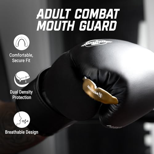 Hayabusa Combat Sports Mouth Guard Youth, Kids and Adult Sizes Comes with Case - Gold/White, Adult - color: Gold/White, size: Adult