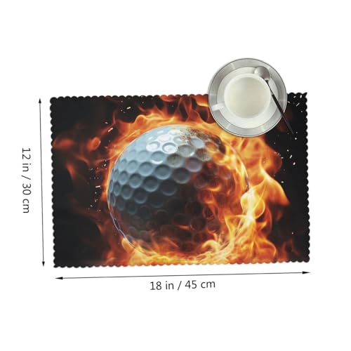 Placemats Set of 4 Heat Resistant Golf Ball on fire Place mat for Dining Table Non-Slip Table Mats Desktop Protection Pad Washable Place Mats for Kitchen Dining Outdoor - color: Golf Ball on Fire
